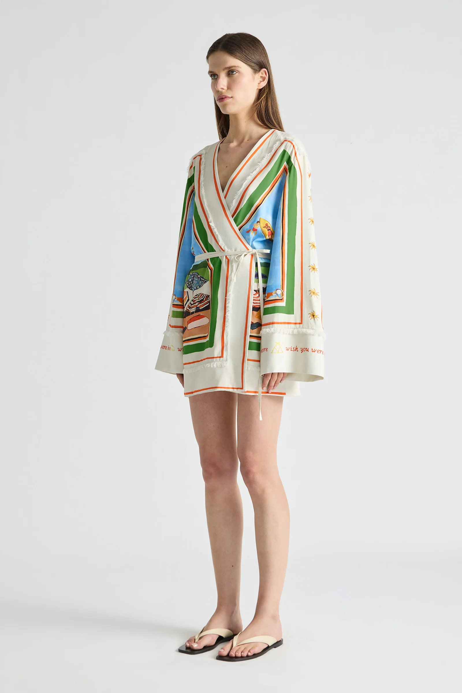 RIPPLE EFFECT RELAXED MINI ROBE DRESS - Image 3