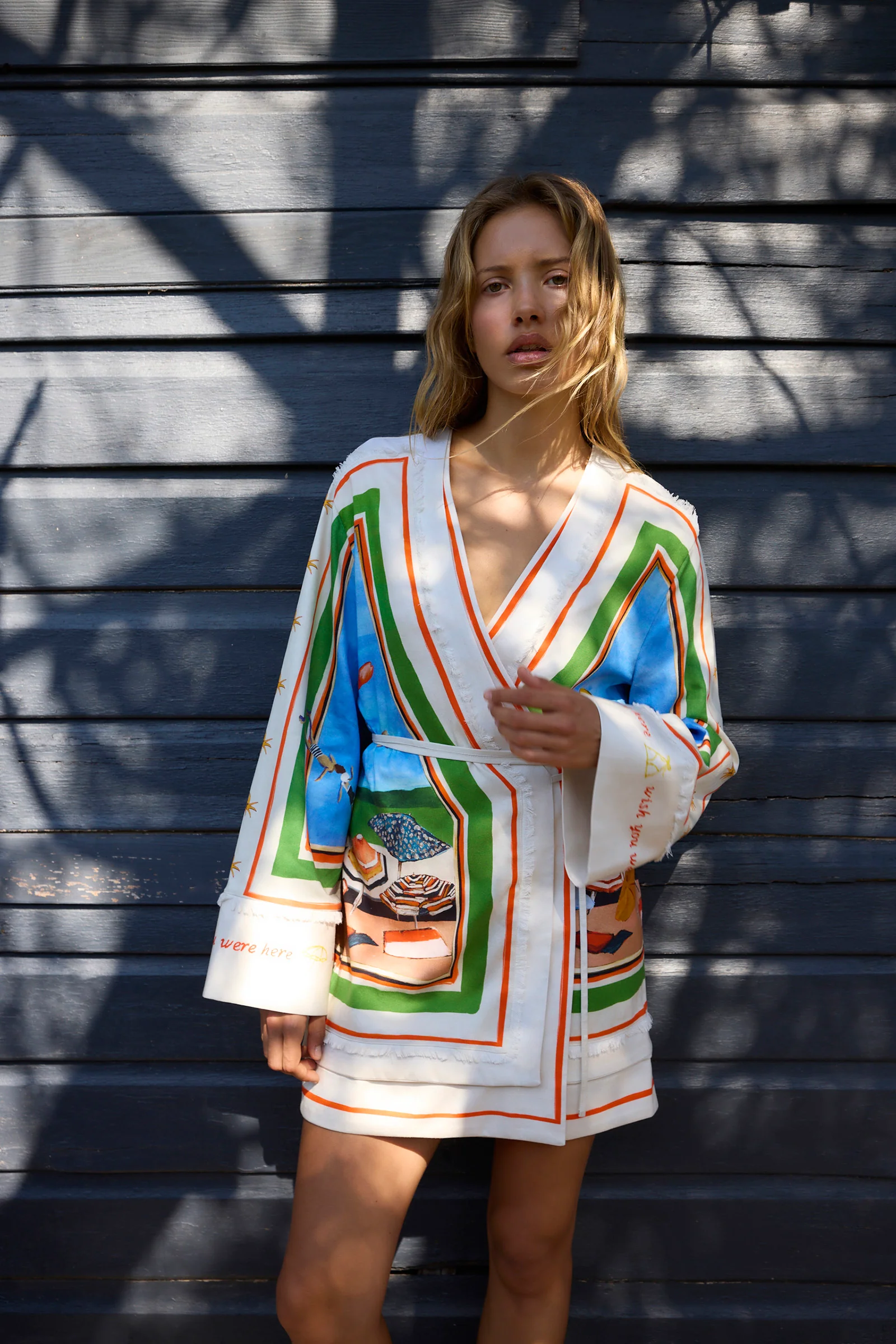 RIPPLE EFFECT RELAXED MINI ROBE DRESS - Image 9